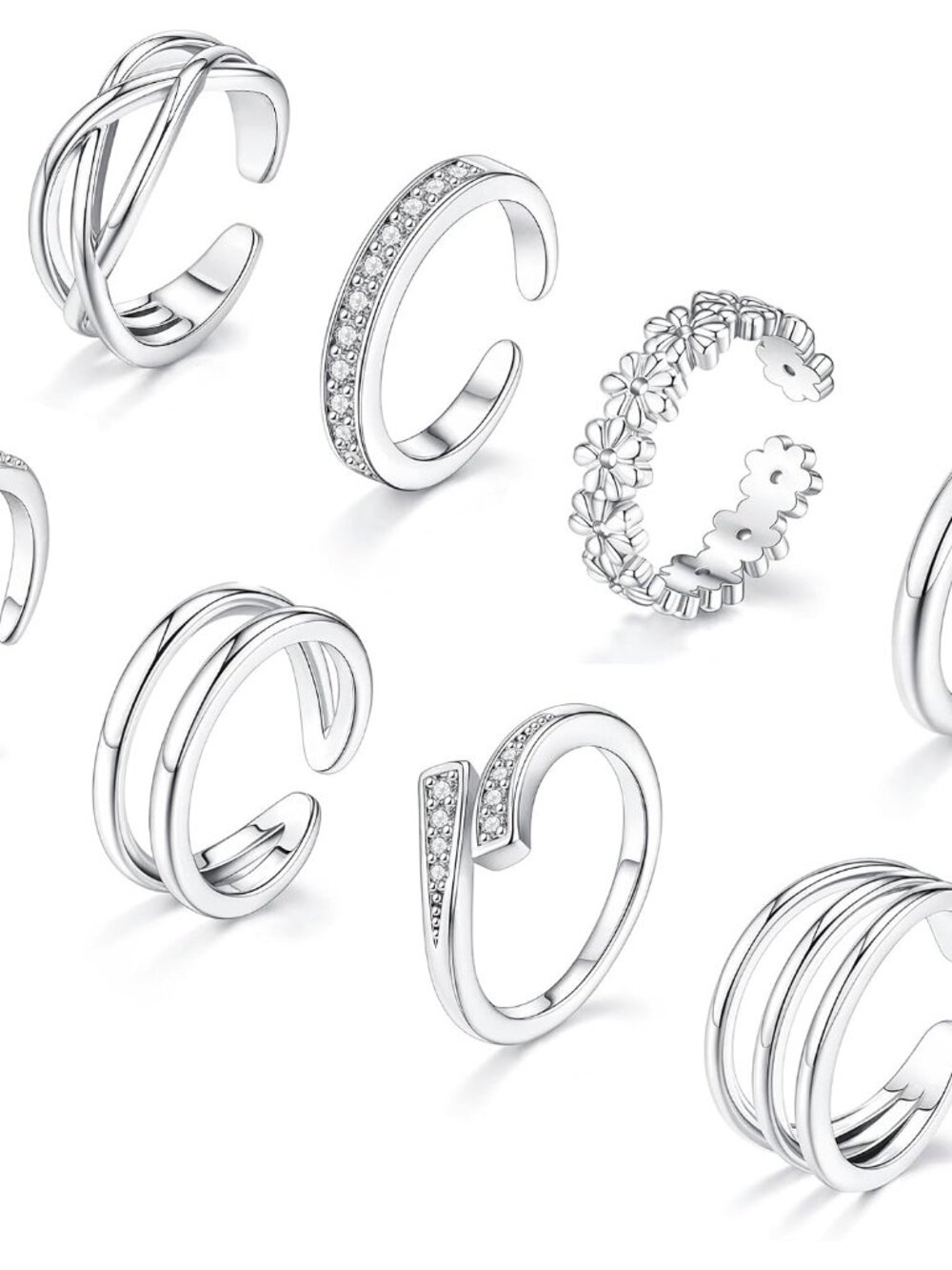8 Pcs Toe Rings for Women - Picture 1 of 6